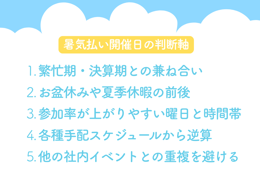 企業が開催日を決めるときの5つの判断軸